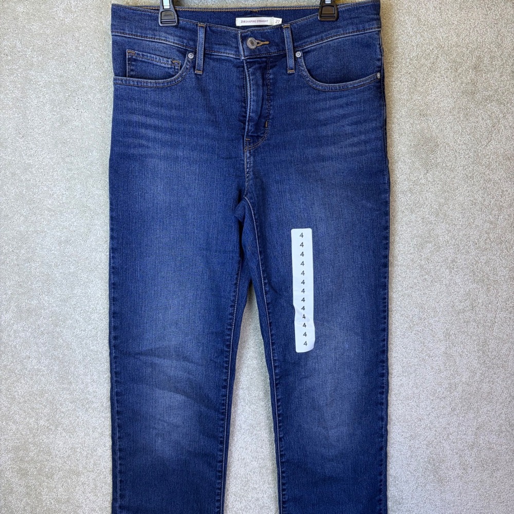 Levi's 314 Shaping Straight Jeans Womens 4 (29x32) Blue Dark Wash Stretch Denim